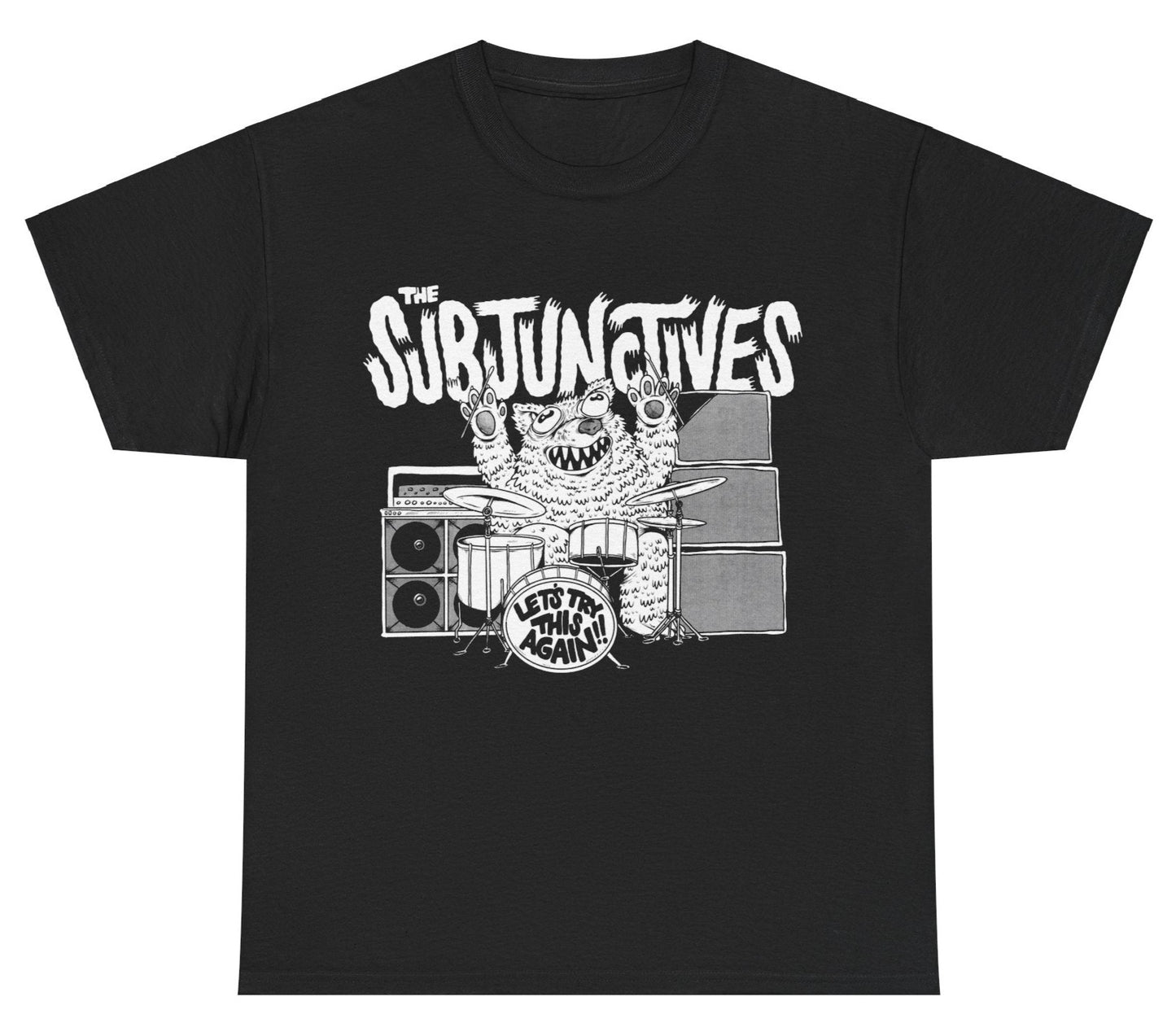 Subjs Bear Drummer Shirt - black and white